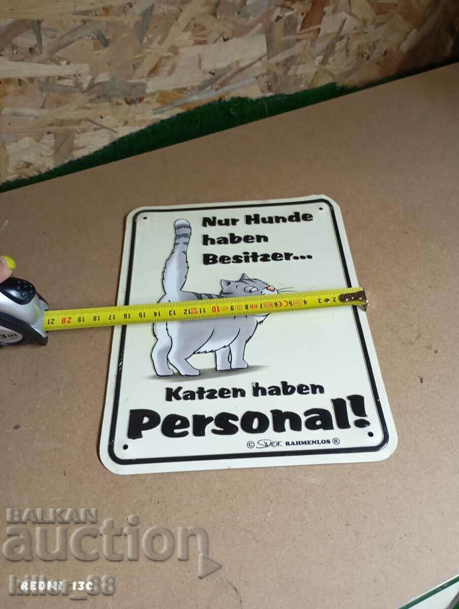 Παράδοση Παλιά μεταλλική πινακίδα από τη Γερμανία Παράδοση Παλιά μεταλλική πινακίδα από τη Γερμανία