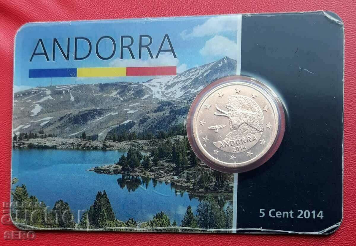 Card de monede-Andorra cu 5 cenți 2004-excl.rare-circulație 500 buc