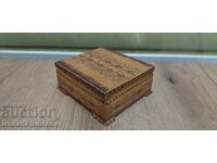 Pyrographed wooden box for cigarettes for collectors