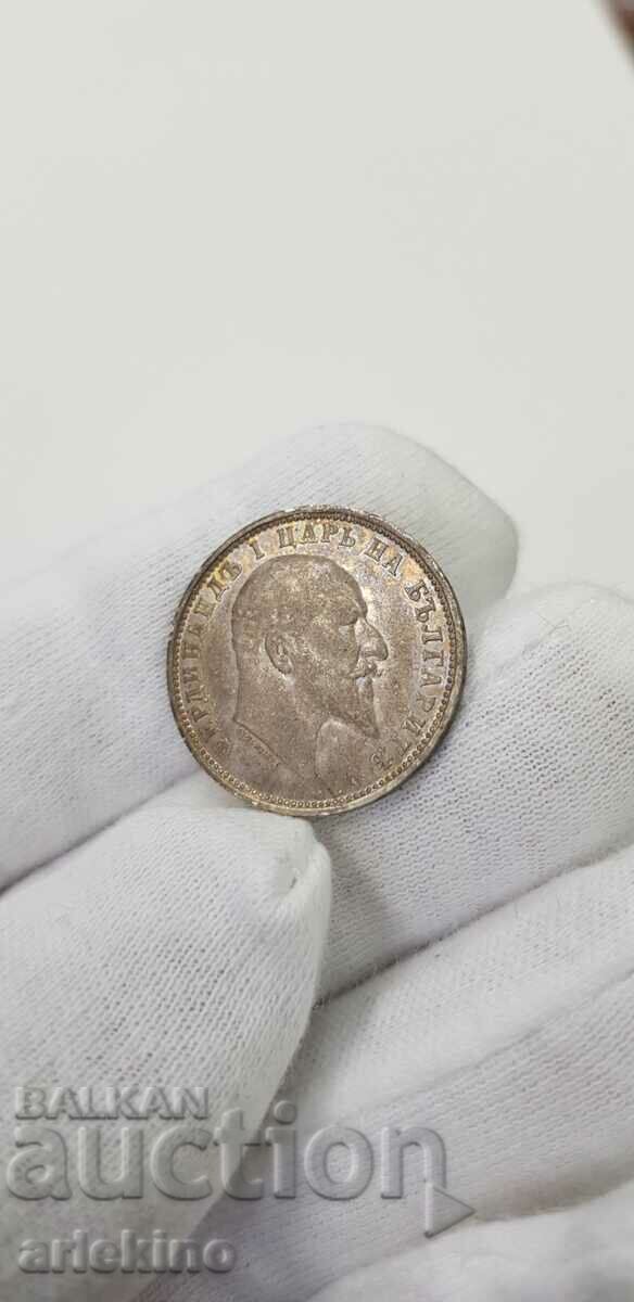 Livrarea Monedă regală de argint 1 BGN. 1910, necurăţat