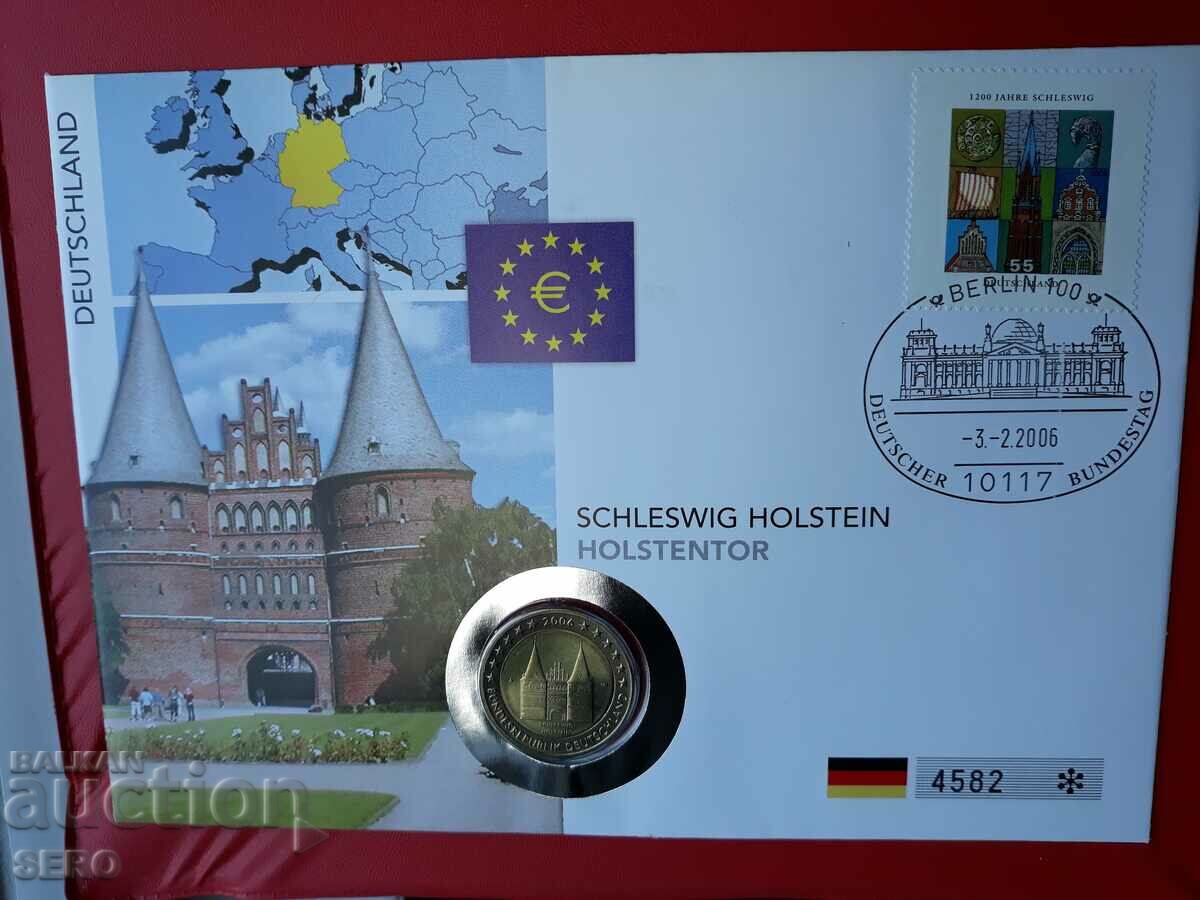 Germania-2 euro 2006-Schleswig-Holstein și mar. poștală. în cr. un plic