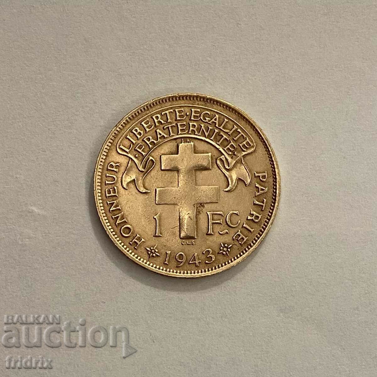 Παράδοση Μαδαγασκάρη 1 φράγκο / Μαδαγασκάρη 1 φράγκο 1943 Παράδοση Μαδαγασκάρη 1 φράγκο / Μαδαγασκάρη 1 φράγκο 1943
