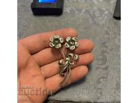 Silver brooch, silver flower, markings