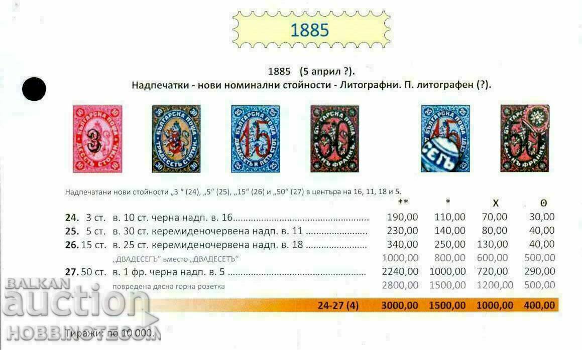 Auction BULGARIA 3/10 5/30 15/25 50/ 1 F LITHOGRAPHIC 1885 BC 24 - 27 Auction BULGARIA 3/10 5/30 15/25 50/ 1 F LITHOGRAPHIC 1885 BC 24 - 27