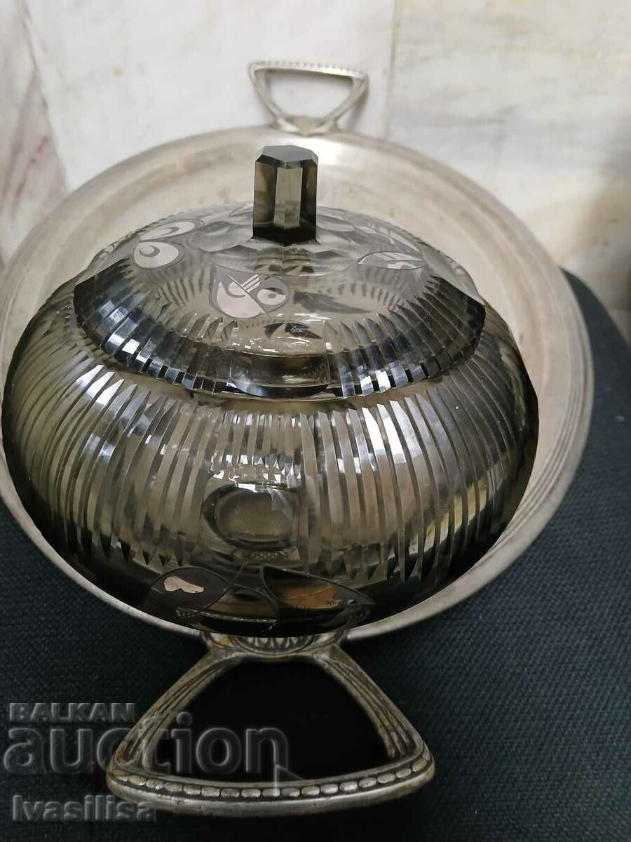 Antique luxury glass bonbonniere with metal inlays - 5 Antique luxury glass bonbonniere with metal inlays - 5