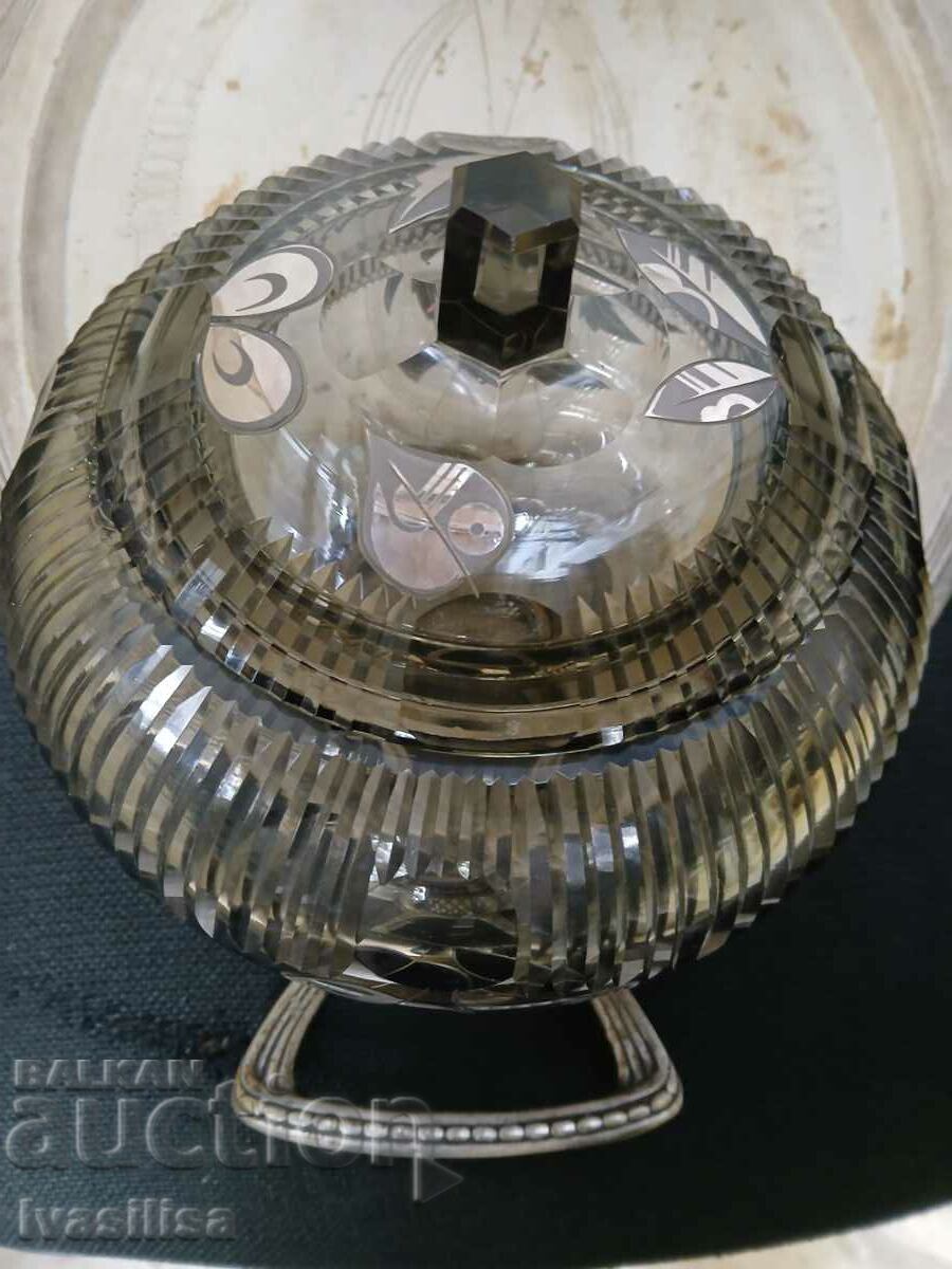 Antique luxury glass bonbonniere with metal inlays - 6 Antique luxury glass bonbonniere with metal inlays - 6