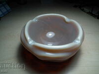 Massive glass ashtray amber color