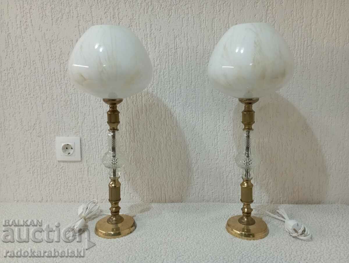 Set of two large brass lamps - lamp