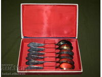 Set of six small silver-plated spoons