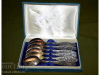 Set of six small silver-plated spoons