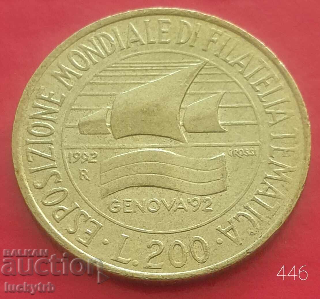 200 lire 1992 - Italy World Philatelic Exhibition in Genoa