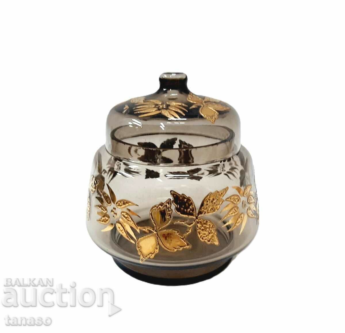 Antique glass sugar bowl, smoked glass (13.2) with price € 20.00 | 39.12 BGN