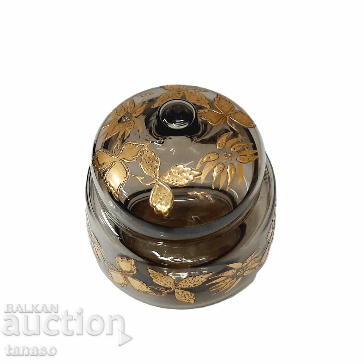 Delivery of Antique glass sugar bowl, smoked glass (13.2)