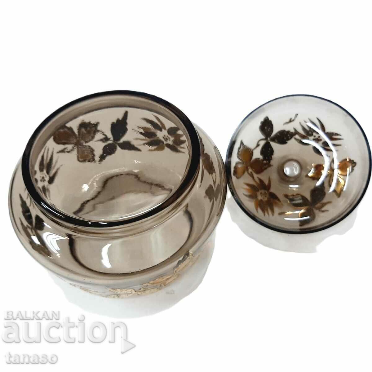 Antique glass sugar bowl, smoked glass (13.2) - 6