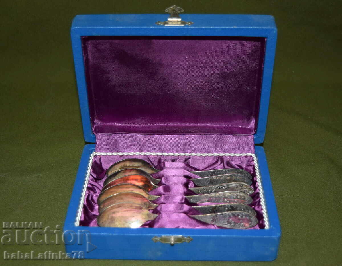 Set of six silver-plated spoons