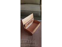 Retro wooden pyrographed cigarette box