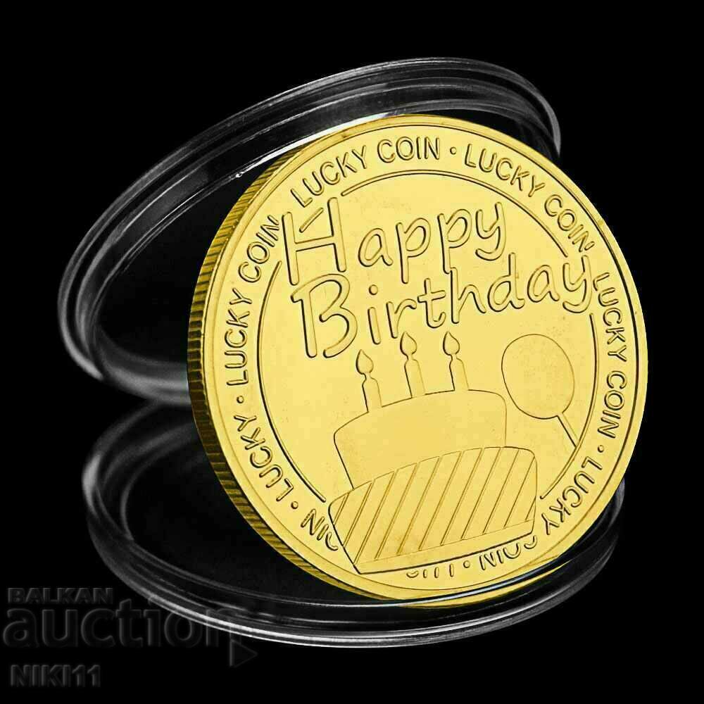 Coin with the inscription happy birthday, Lucky coin