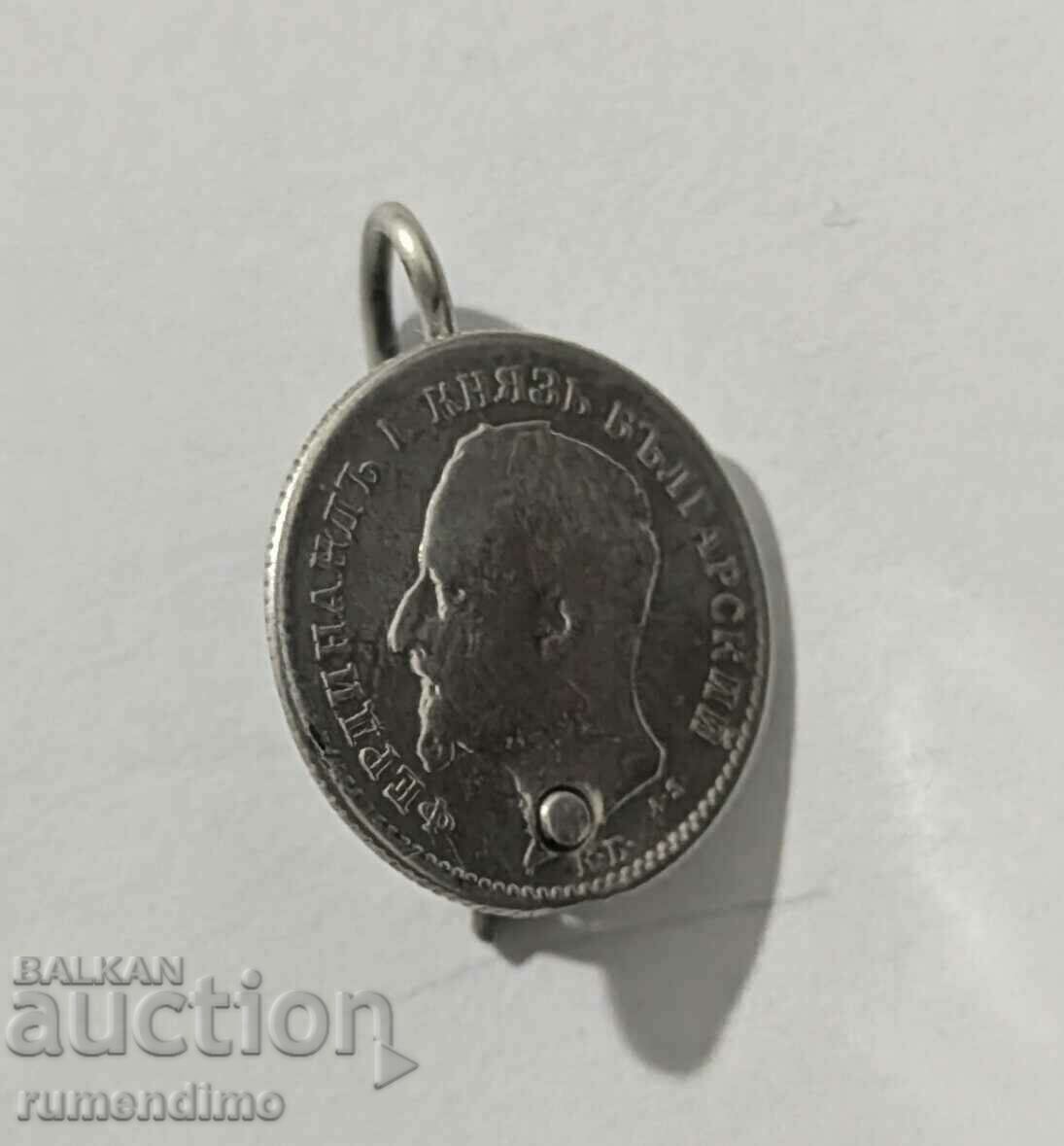 Old silver coin - earring