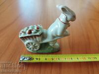 Old porcelain figure, rabbit with cart, Isis, 1961.