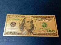 Banknote 100 dollars USA 2003 gold dollar America