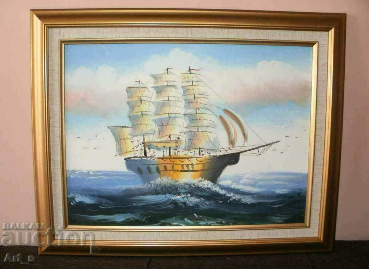 Sailboat in the sea - a magnificent picture in a frame