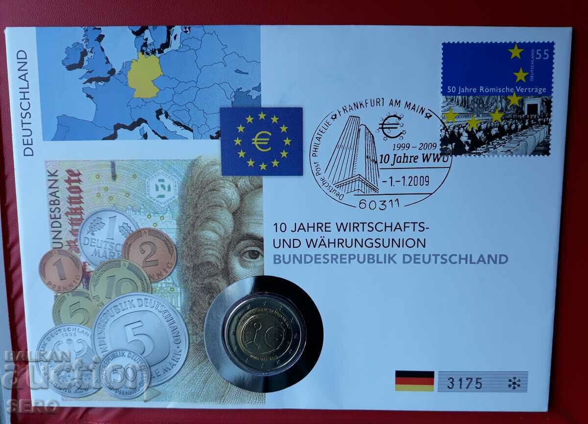 Γερμανία-2 ευρώ 2009 και γραμματόσημο σε όμορφο φάκελο
