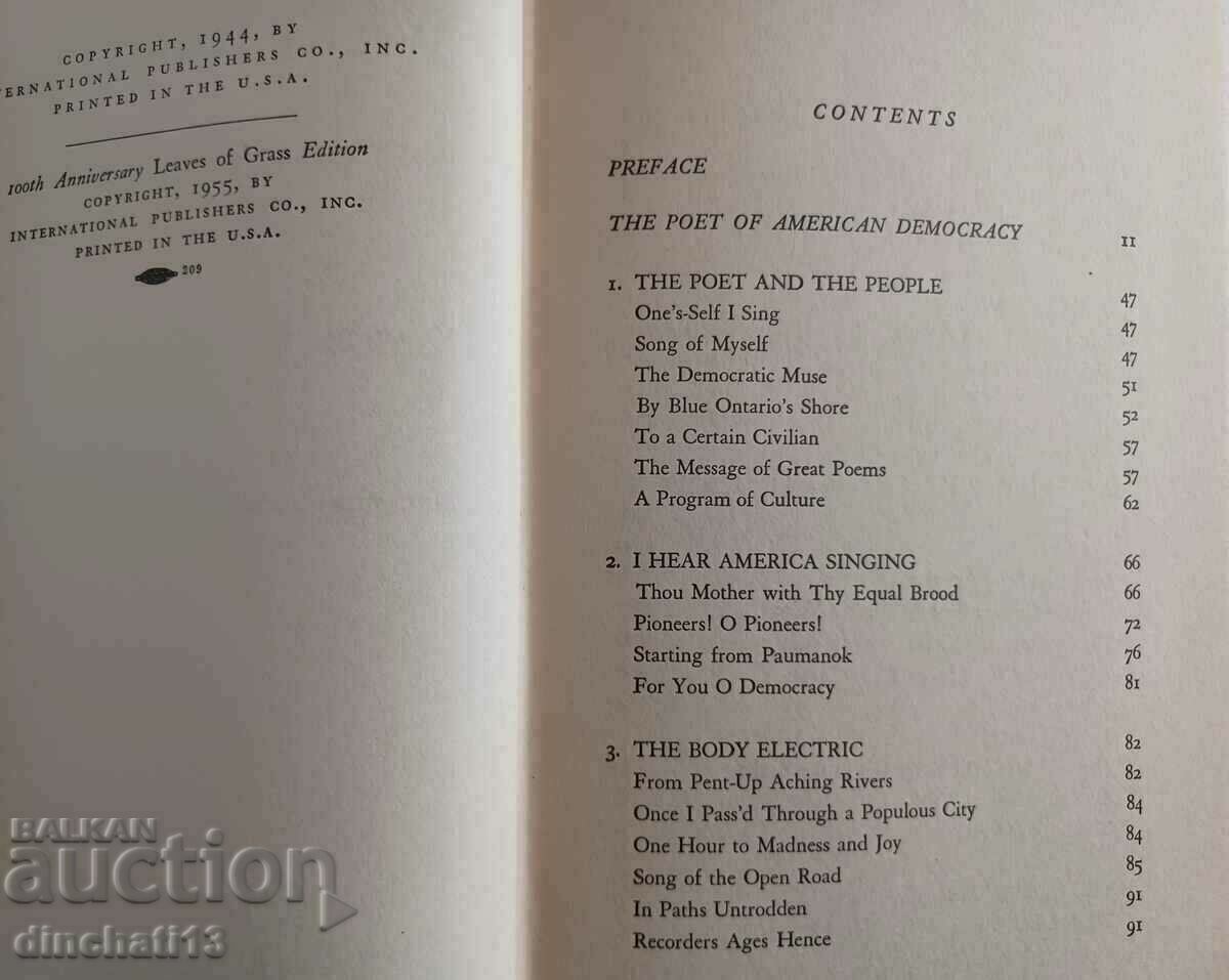 Auction Walt Whitman Poet of American Democracy: Sillen, Samuel Auction Walt Whitman Poet of American Democracy: Sillen, Samuel
