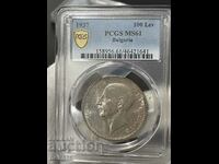 100 BGN 1937 PCGS MS61, Ασημί