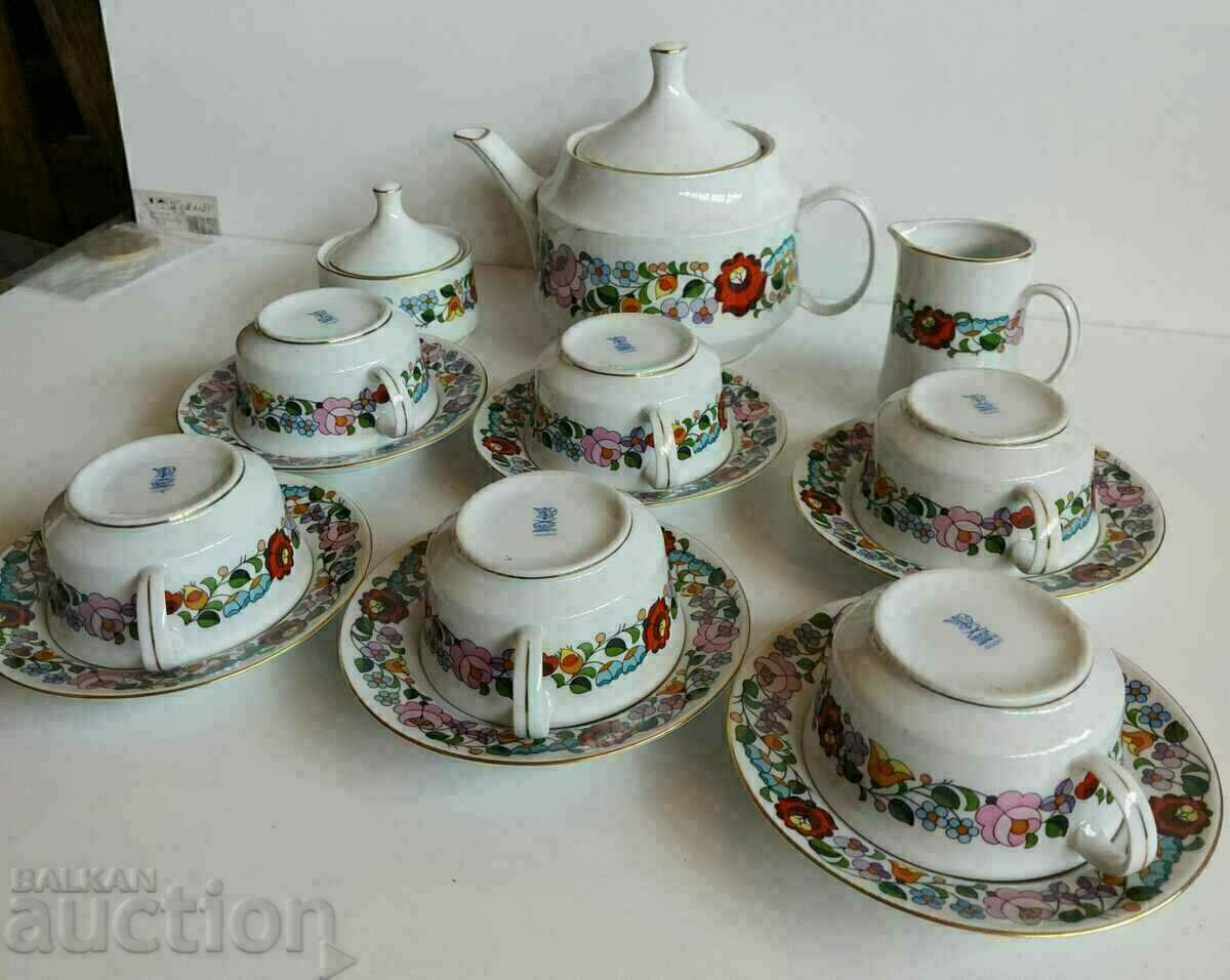 . KALOCSA HANDPAINTED RARE SOC HUNGARIAN PORCELAIN SERVICE