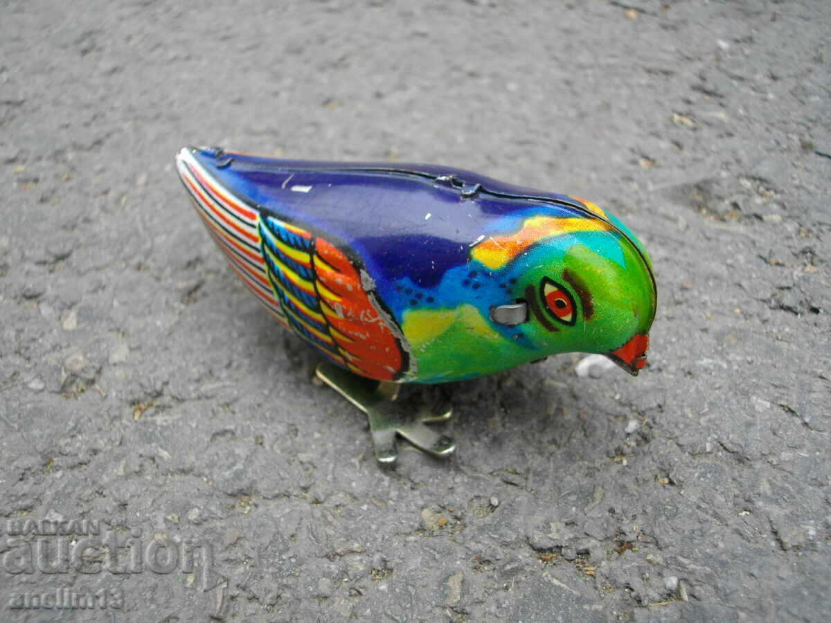 OLD MECHANICAL TIN TOY BIRD