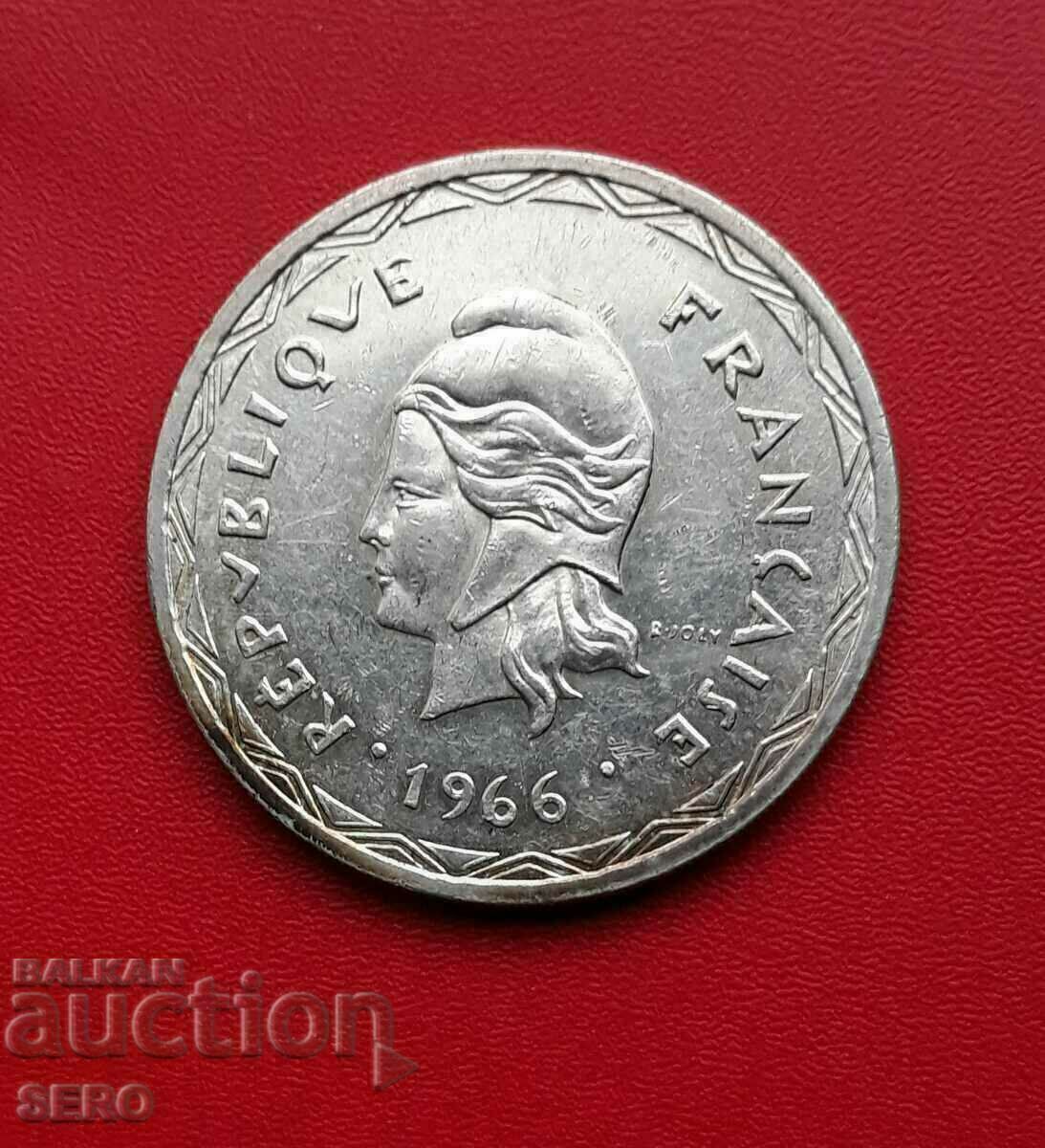 French New Hebrides-100 francs 1966-silver and rare