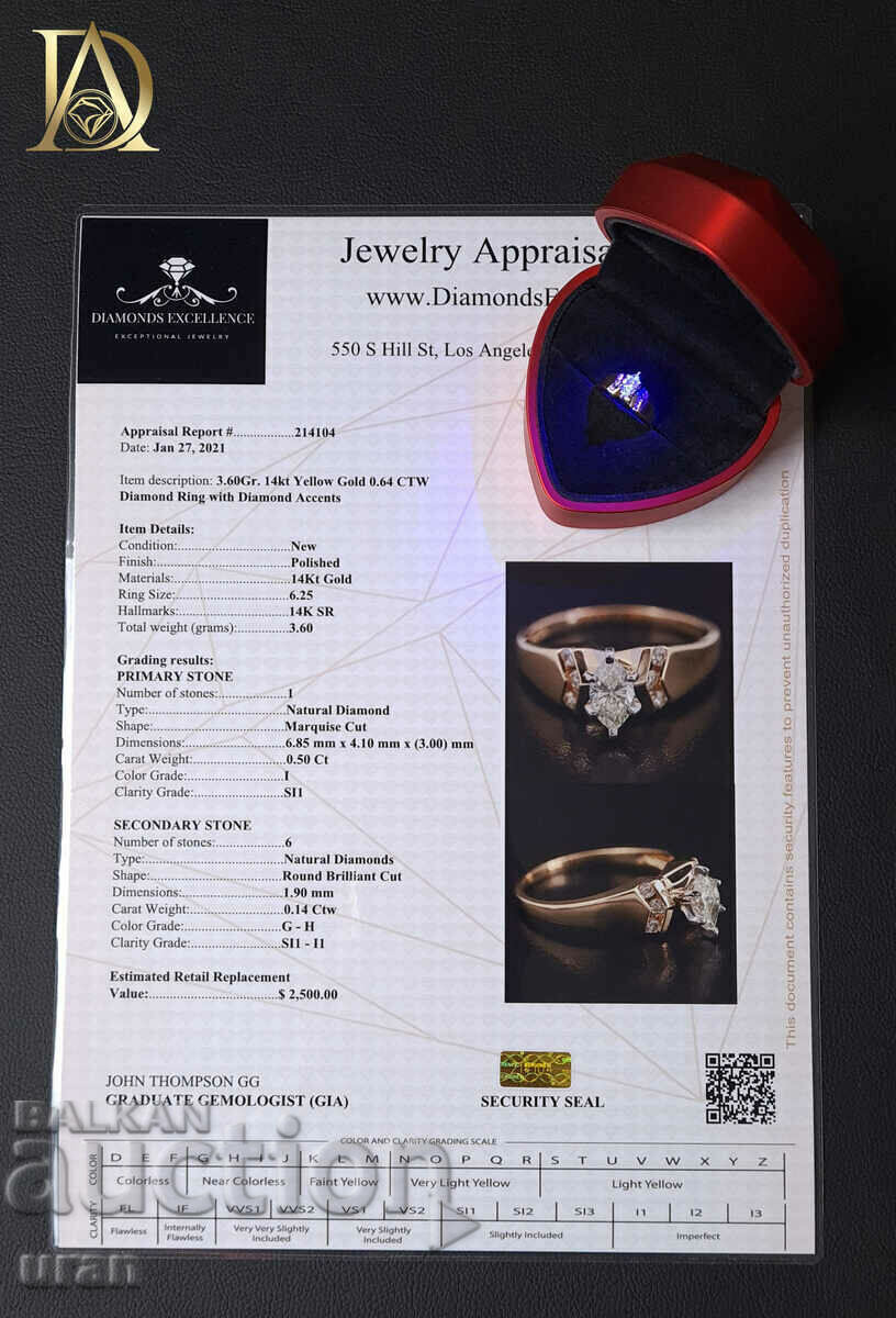 Inel de aur nou cu diamante naturale de 0,64 ct - 5
