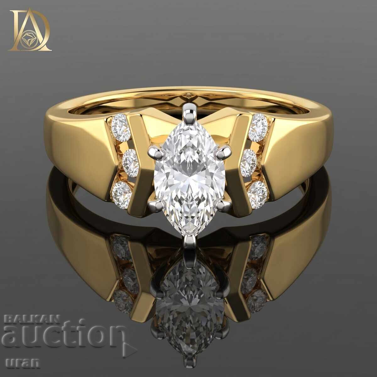 Inel de aur nou cu diamante naturale de 0,64 ct