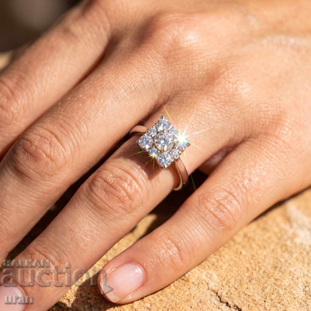 Licitație Inel de aur nou cu diamante naturale de 0,91 ct