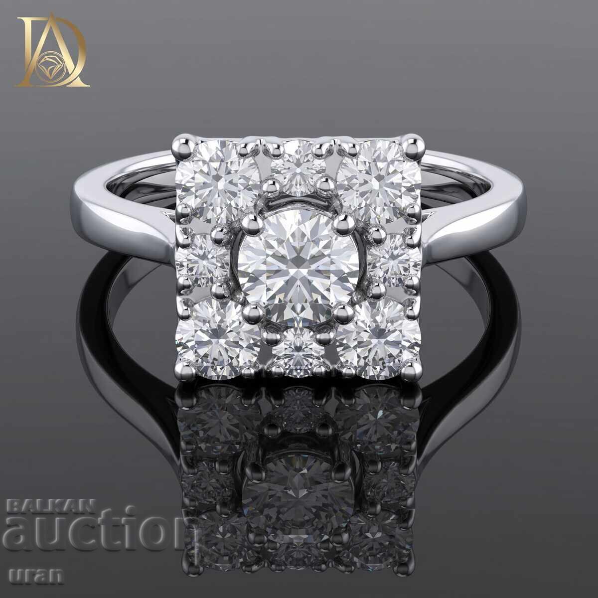 Inel de aur nou cu diamante naturale de 0,91 ct