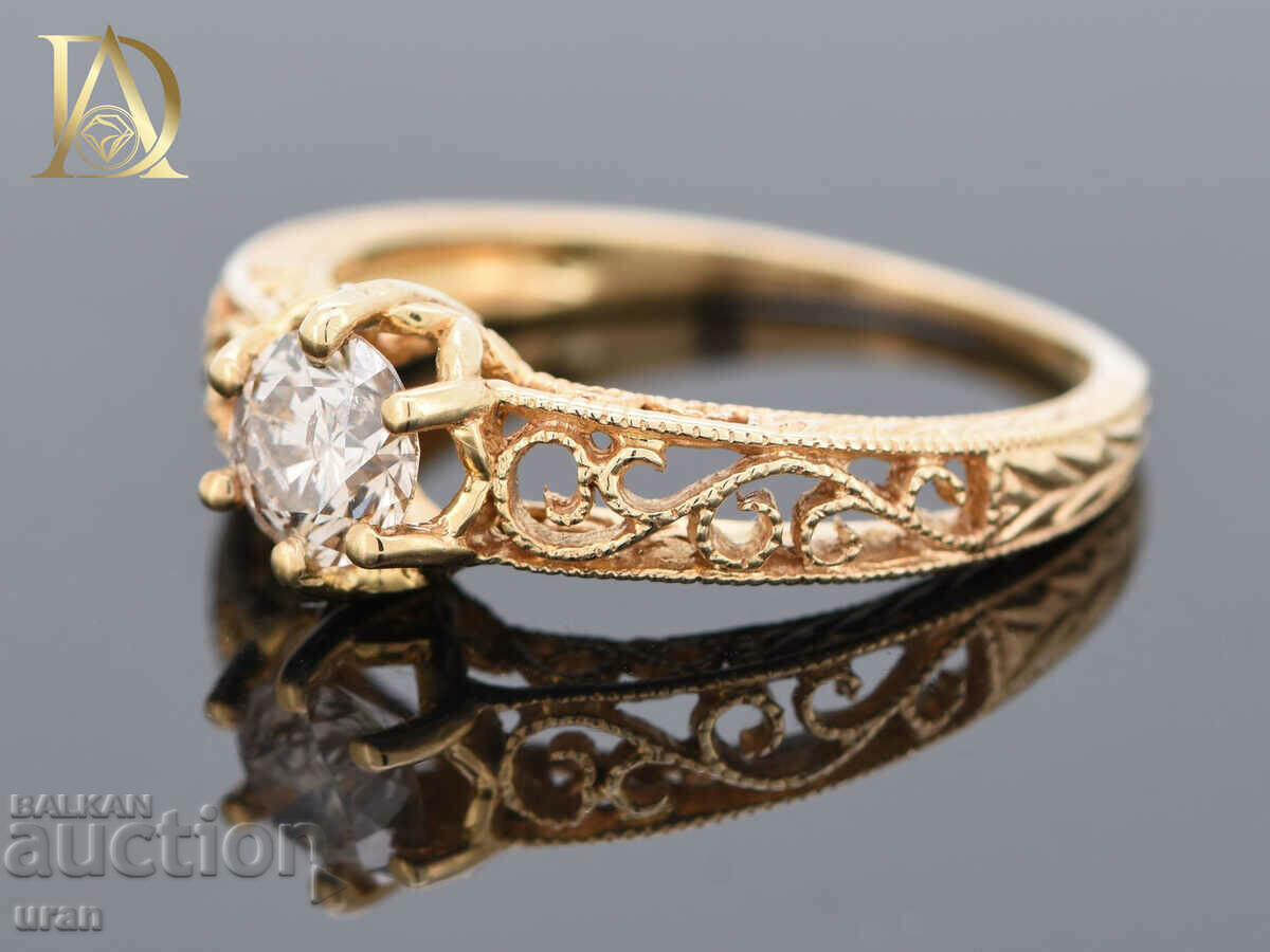 Аукцион Нов Златен Пръстен с 0.55кт Естествен Диамант Аукцион Нов Златен Пръстен с 0.55кт Естествен Диамант