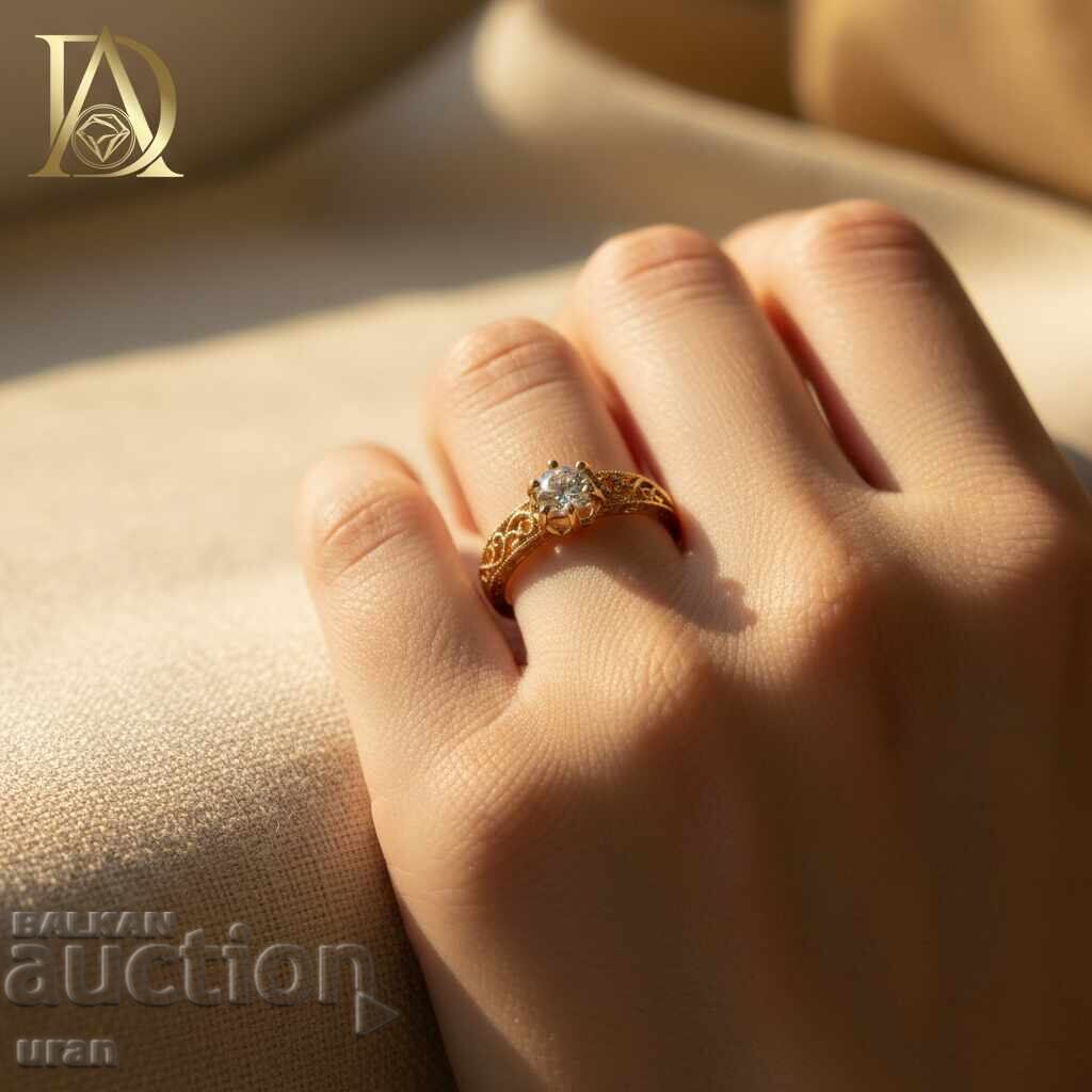 Аукцион Нов Златен Пръстен с 0.55кт Естествен Диамант Аукцион Нов Златен Пръстен с 0.55кт Естествен Диамант