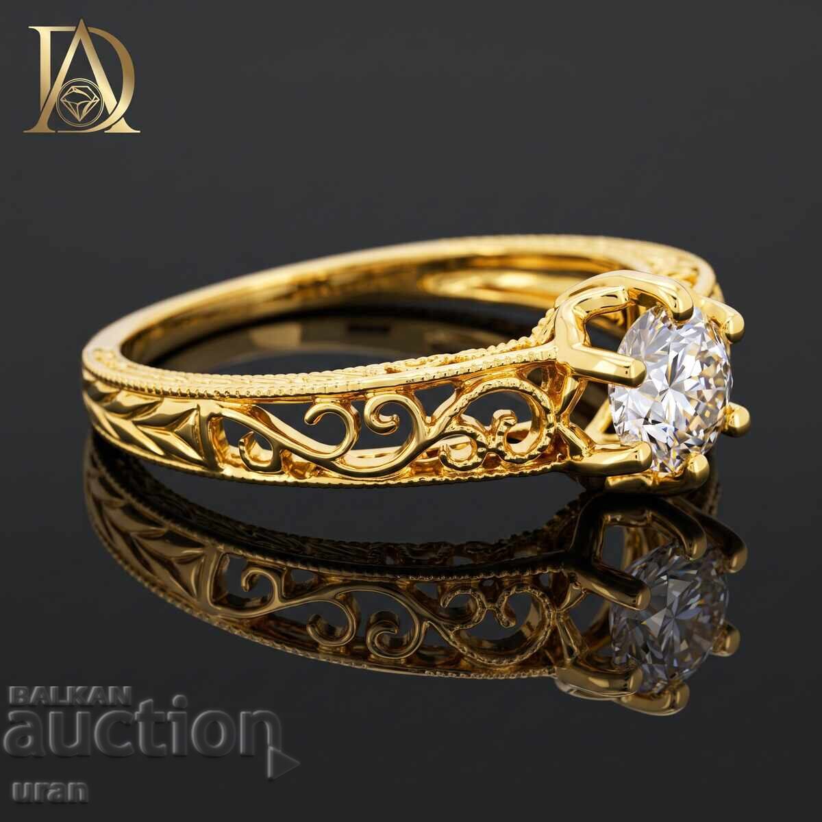 Auction  New Gold Ring with 0.55ct Natural Diamond