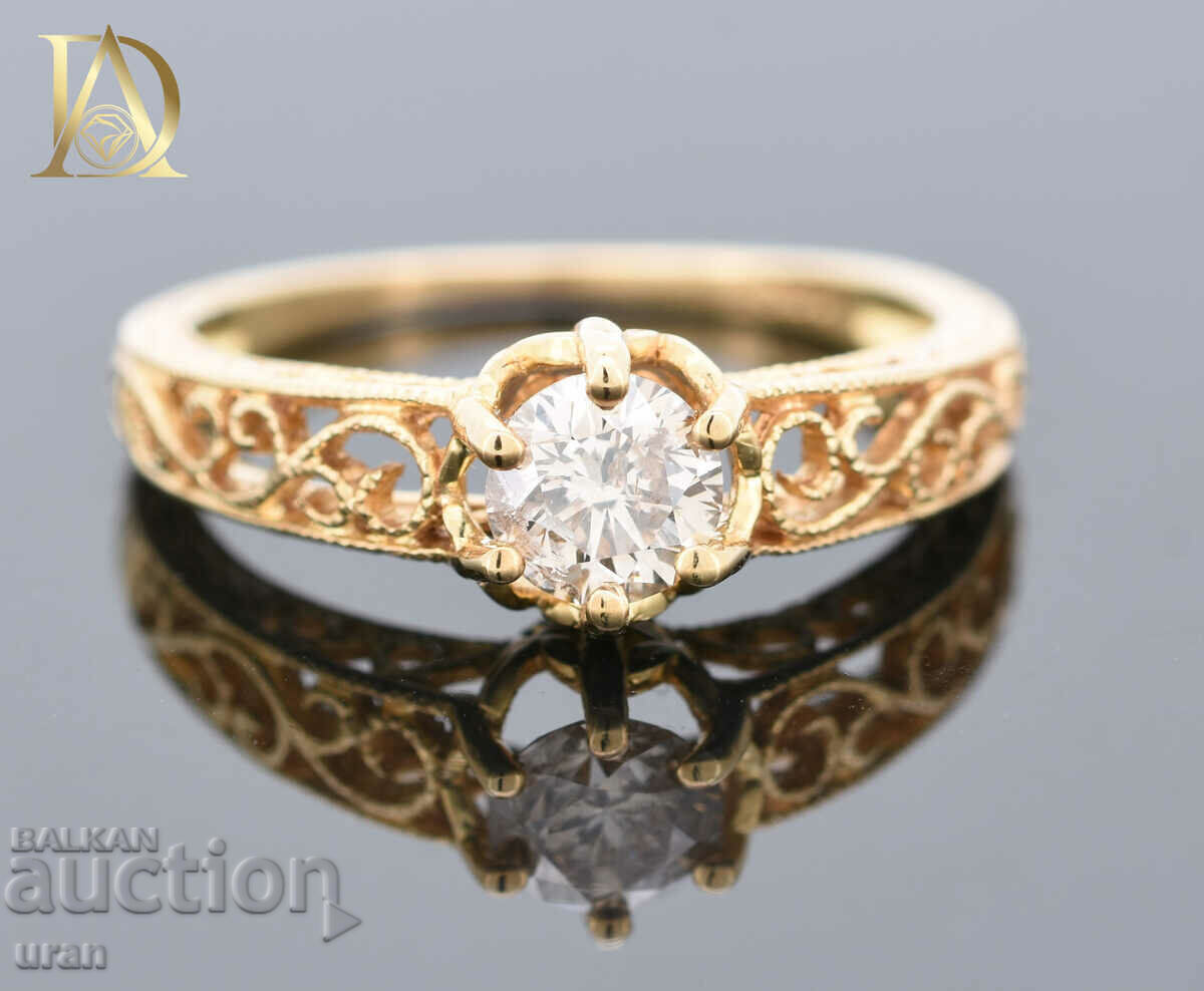 Нов Златен Пръстен с 0.55кт Естествен Диамант Нов Златен Пръстен с 0.55кт Естествен Диамант