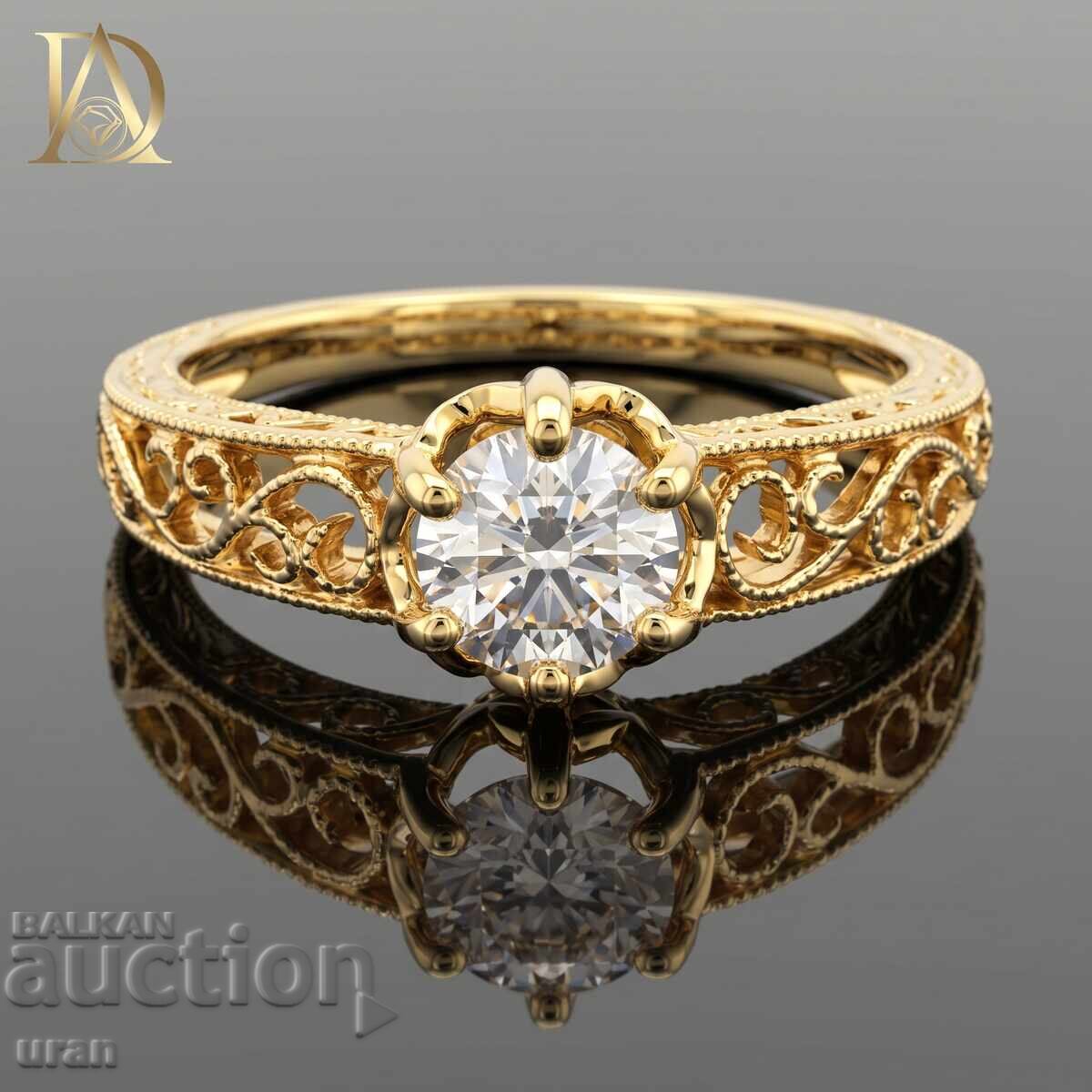New Gold Ring with 0.55ct Natural Diamond