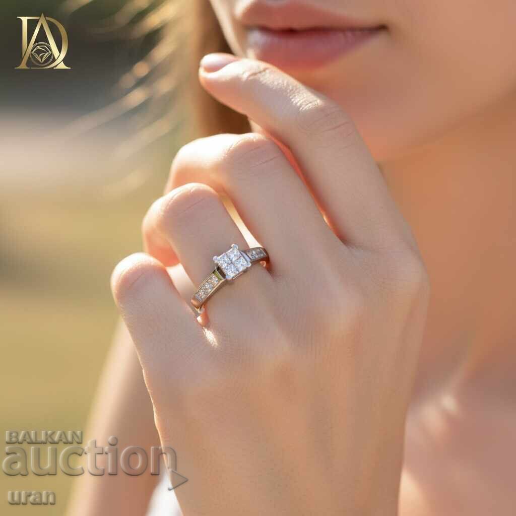 Аукцион Нов Златен Пръстен с 0.92кт Естествени Диаманти