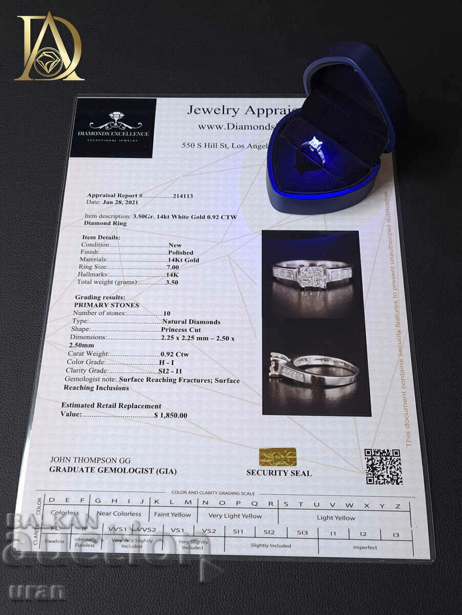 Livrarea Inel de aur nou cu diamante naturale de 0,92 ct