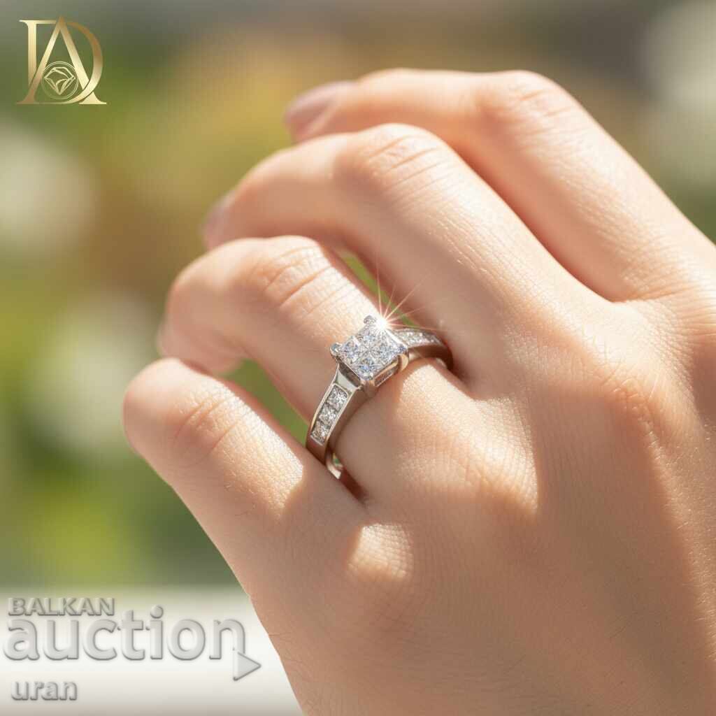 Нов Златен Пръстен с 0.92кт Естествени Диаманти - 5