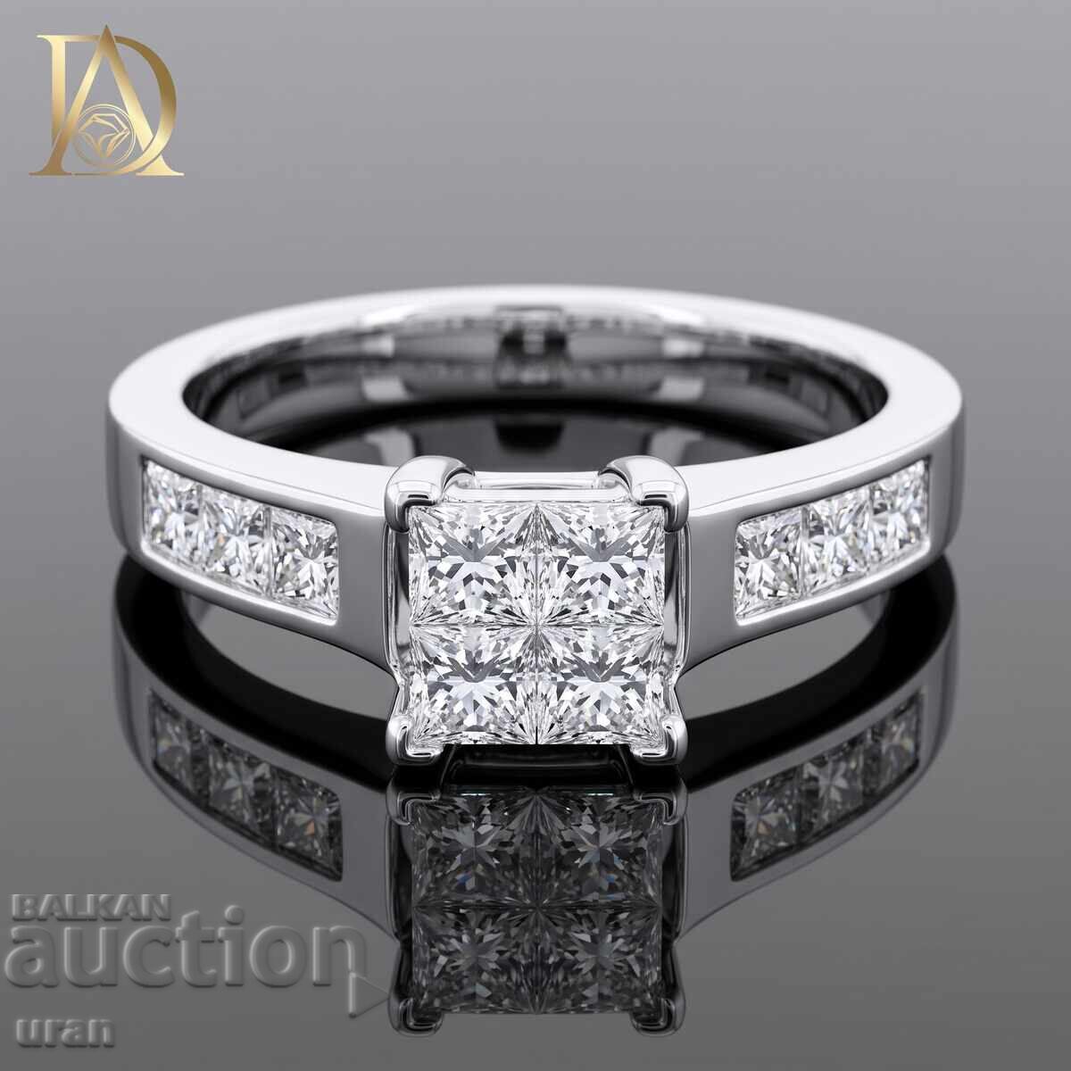 Inel de aur nou cu diamante naturale de 0,92 ct