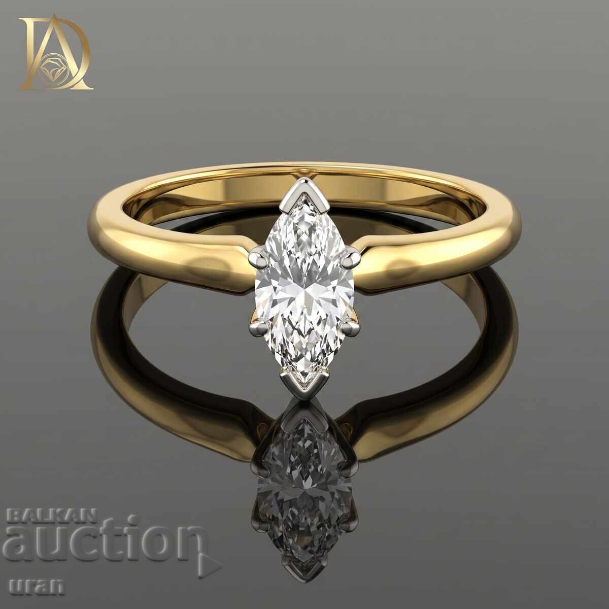 New Gold Ring with 0.45kt Natural Diamond