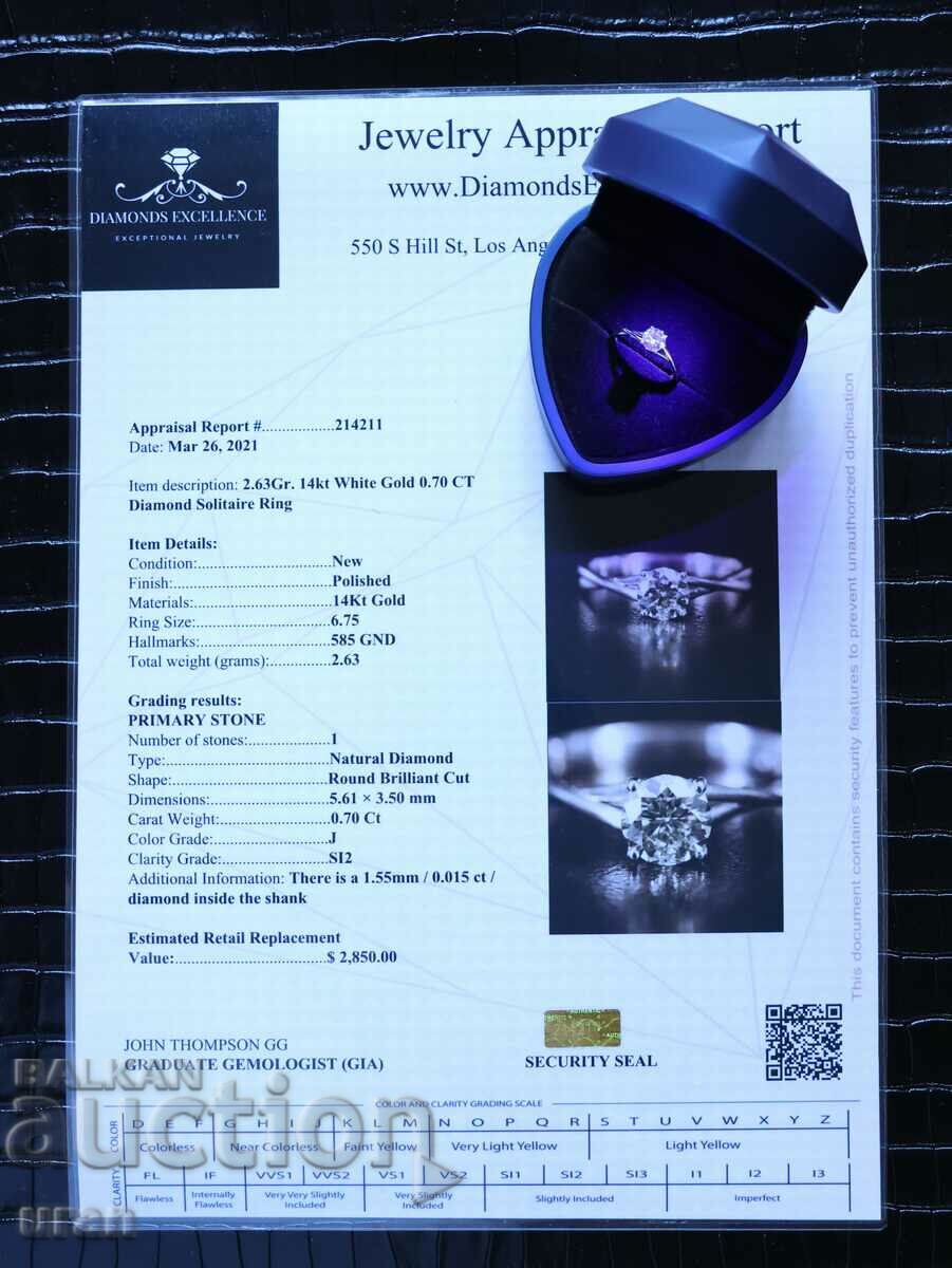 New Gold Ring with 0.70ct Natural Diamond - 6