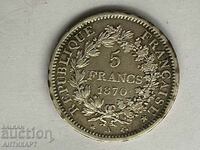 silver coin 5 francs France 1870 silver RARE !!!