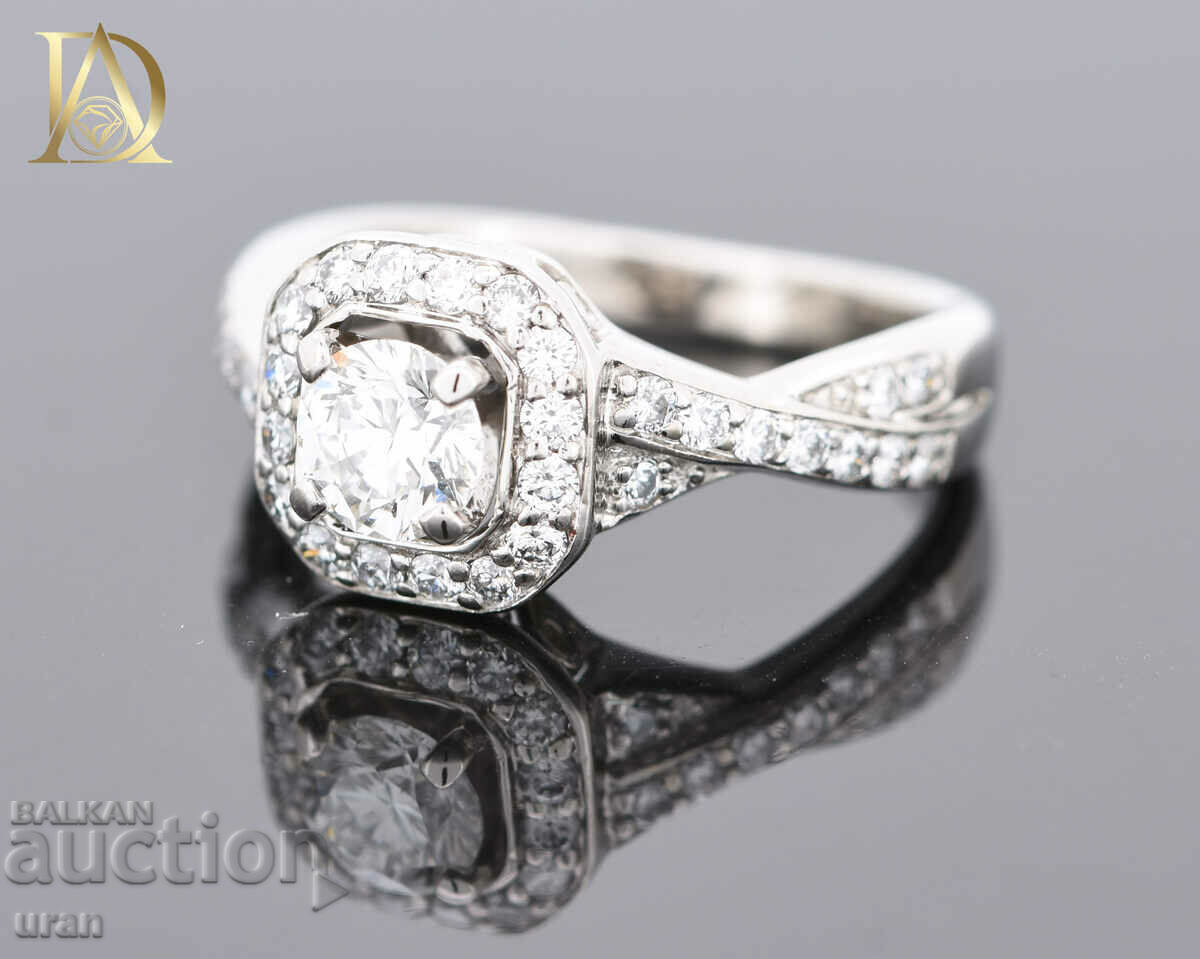 Licitație Inel de aur nou cu diamante naturale de 0,90 ct