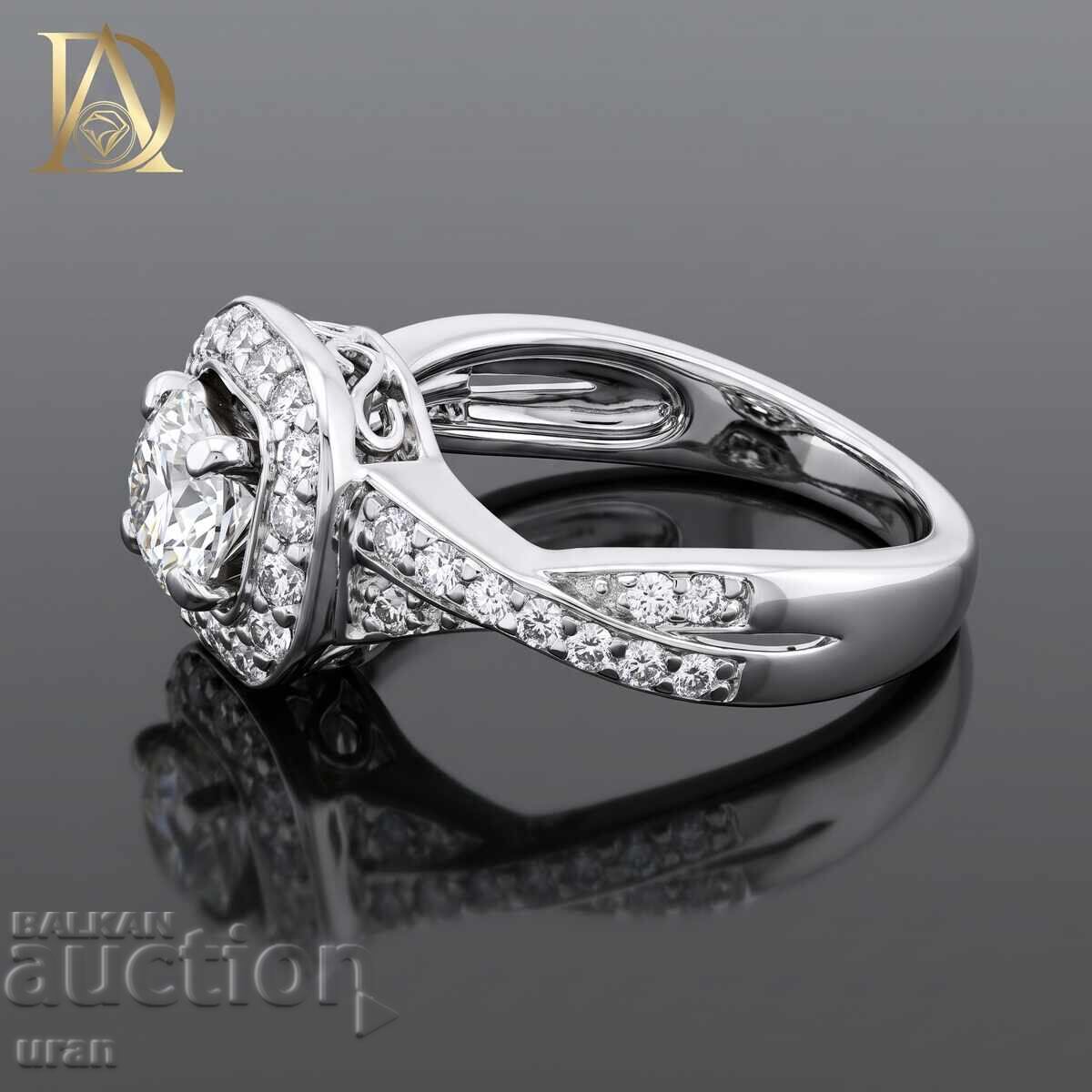 Licitație Inel de aur nou cu diamante naturale de 0,90 ct