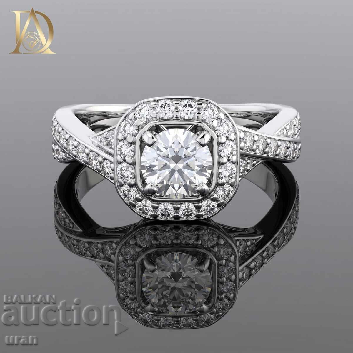 Inel de aur nou cu diamante naturale de 0,90 ct